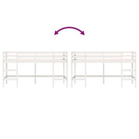 Letto Soppalco con Scala Bambini Bianco 80x200cm Massello Pino 835896