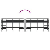 Letto Soppalco con Scala Bambini Nero 80x200cm Massello Pino 835897