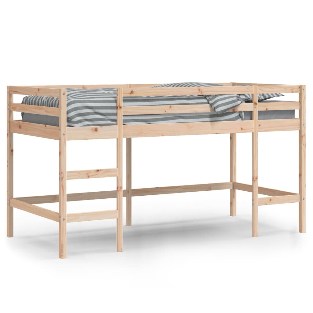 Letto Soppalco con Scala Bambini 90x200 cm Legno Massello Pino 835898