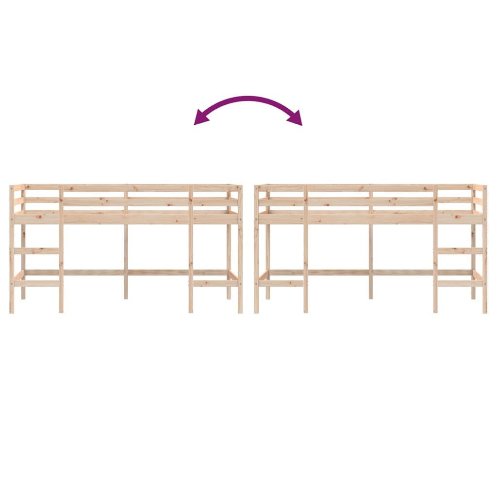 Letto Soppalco con Scala Bambini 90x200 cm Legno Massello Pino 835898