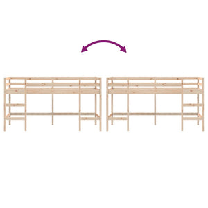 Letto Soppalco con Scala Bambini 90x200 cm Legno Massello Pino 835898