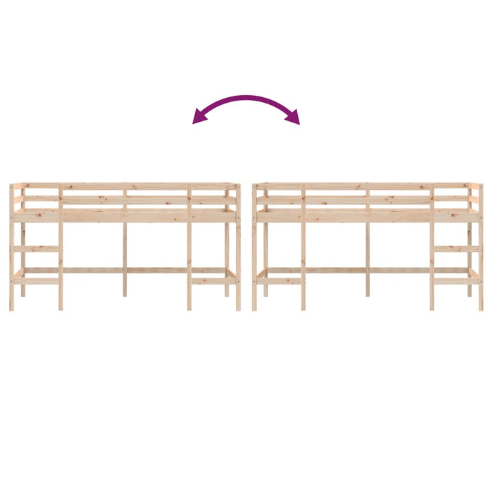 Letto Soppalco con Scala Bambini 90x200 cm Legno Massello Pino 835898