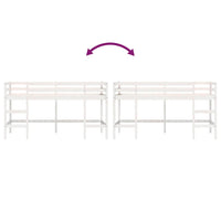 Letto Soppalco con Scala Bambini Bianco 90x200cm Massello Pino 835899