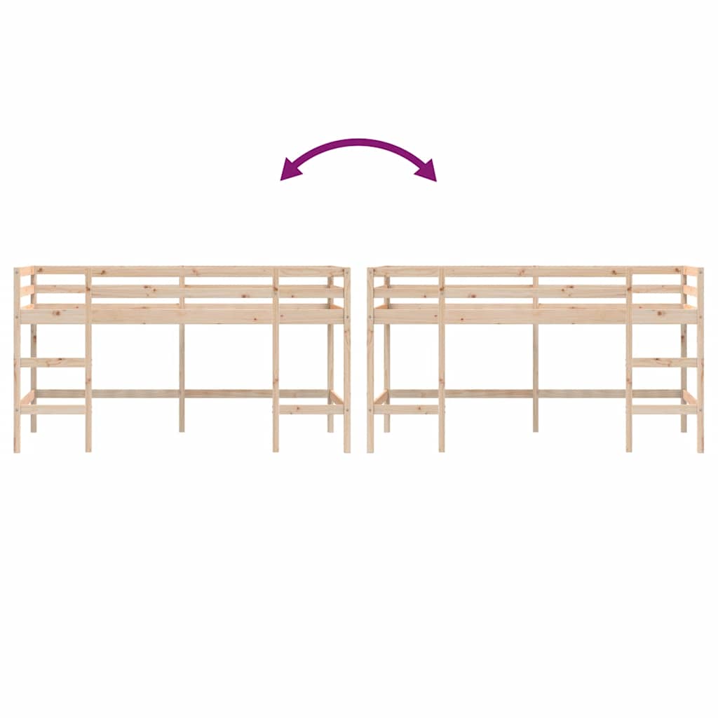 Letto Soppalco con Scala Bambini 90x190 cm Legno Massello Pino 835901