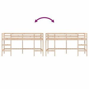 Letto Soppalco con Scala Bambini 90x190 cm Legno Massello Pino 835901