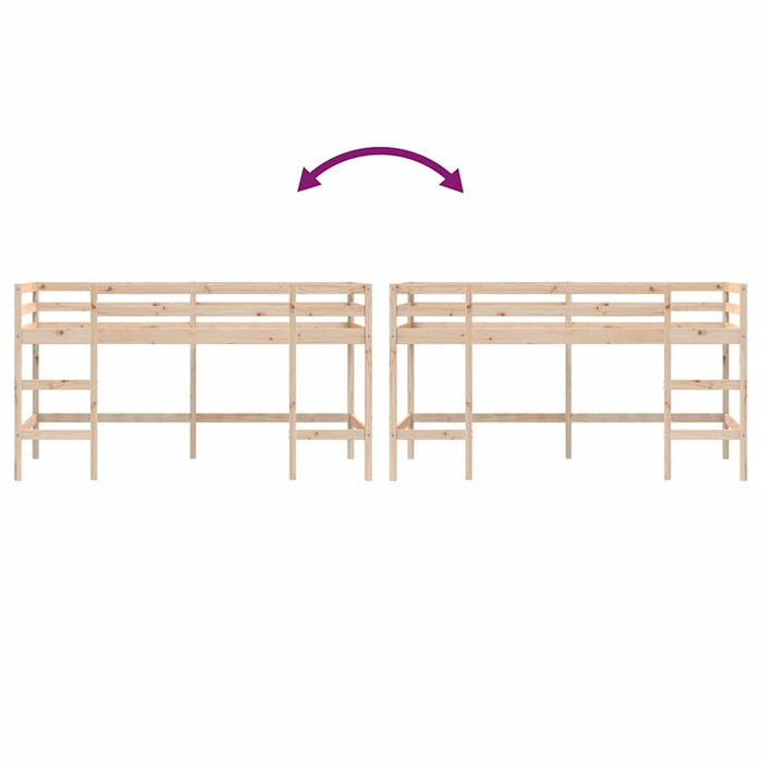 Letto Soppalco con Scala Bambini 90x190 cm Legno Massello Pino 835901