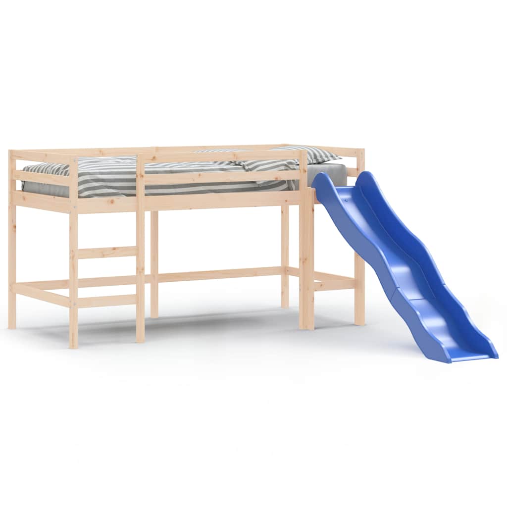 Letto Soppalco con Scivolo Bambini 80x200cm Legno Massello Pino 835904