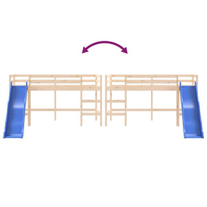 Letto Soppalco con Scivolo Bambini 80x200cm Legno Massello Pino 835904