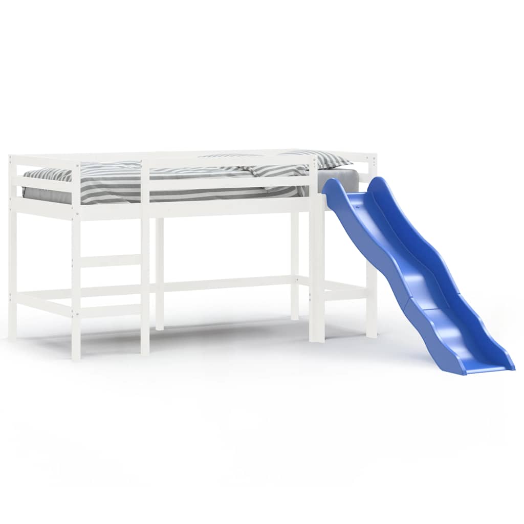 Letto Soppalco Scivolo Bambini Bianco 80x200 cm Massello Pinocod mxl 132541