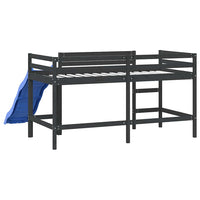 vidaXL Letto Soppalco con Scivolo Bambini Nero 80x200cm Massello Pino