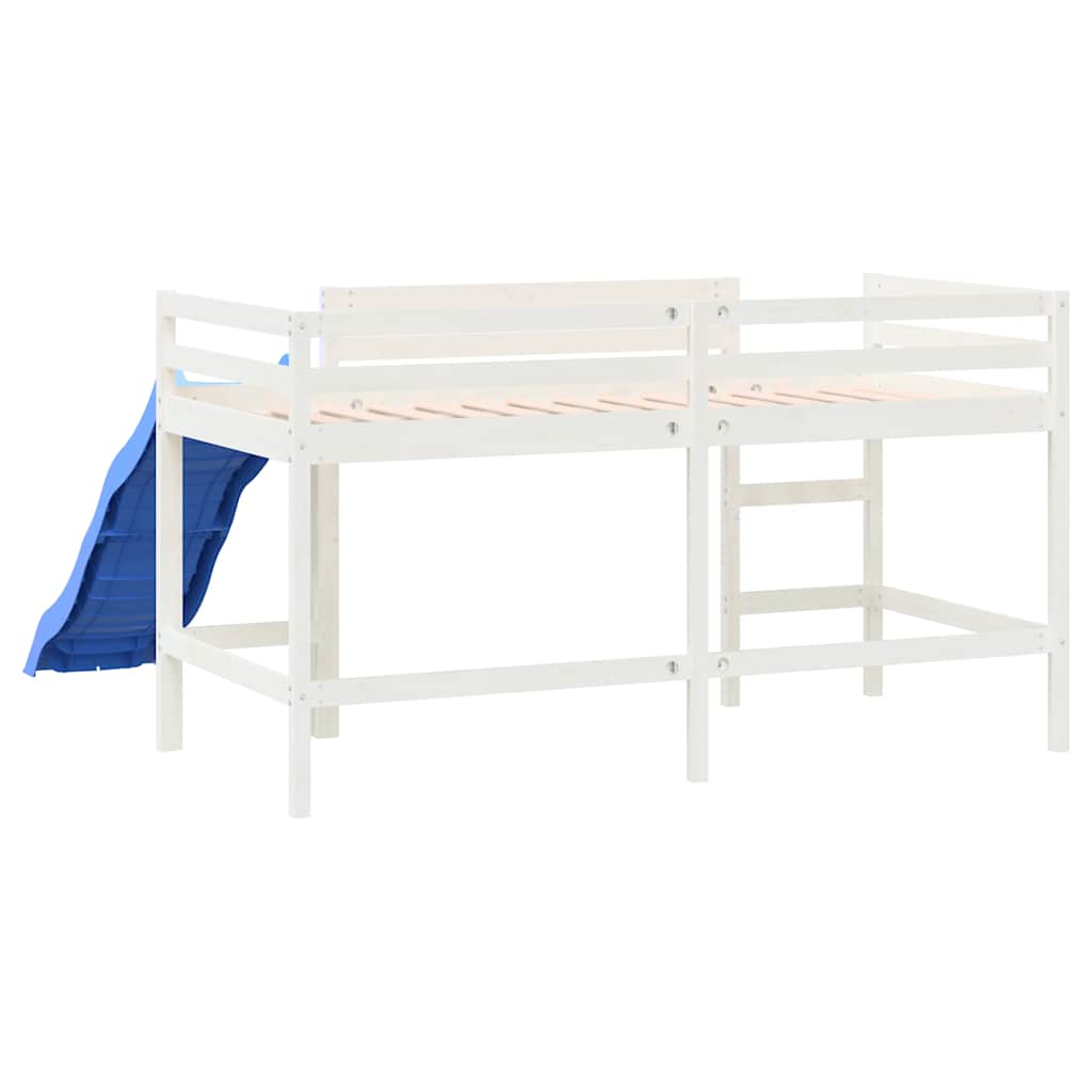 Letto Soppalco Scivolo Bambini Bianco 90x200 cm Massello Pino 835908