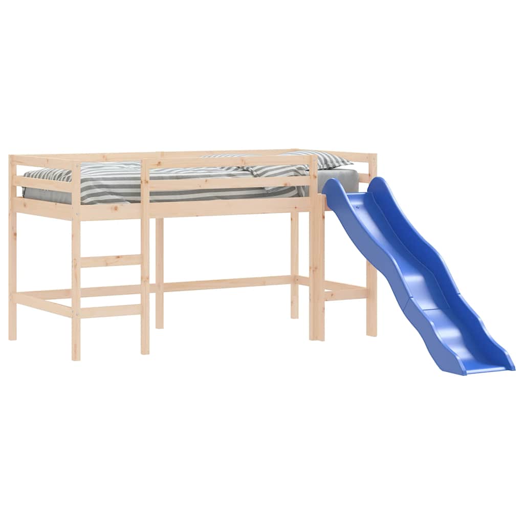 Letto Soppalco con Scivolo Bambini 90x190cm Legno Massello Pino 835910