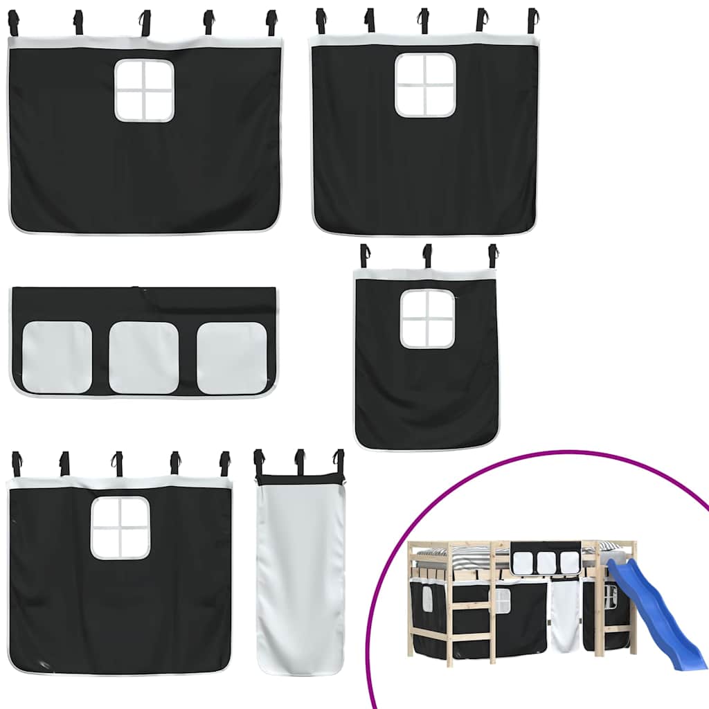 Tende per Letto a Soppalco Bianco e Nero in Poliestere 835913