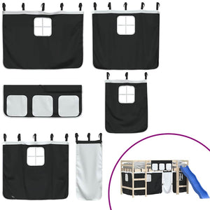 Tende per Letto a Soppalco Bianco e Nero in Poliestere 835913