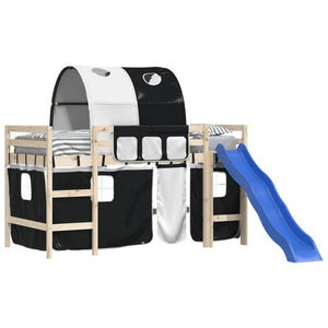 Tende per Letto a Soppalco con Tunnel Bianco e Nero Poliestere