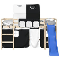 Tende per Letto a Soppalco con Tunnel Bianco e Nero Poliestere