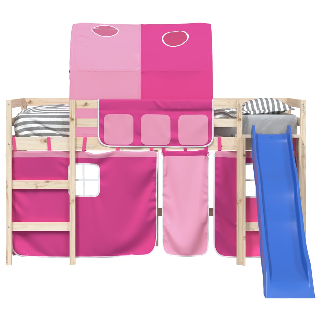 Tende per Letto a Soppalco con Tunnel Rosa in Poliestere