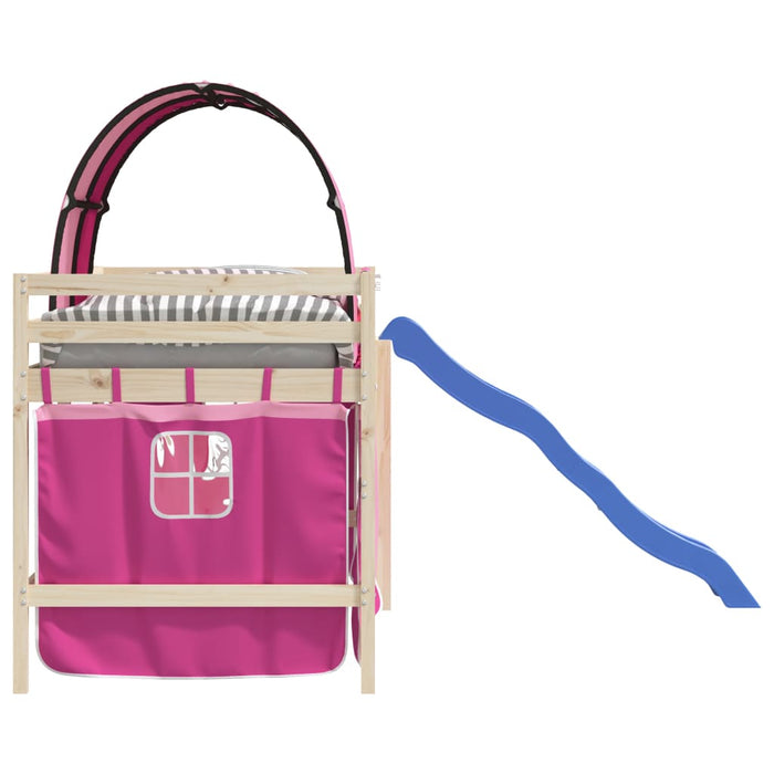 Tende per Letto a Soppalco con Tunnel Rosa in Poliestere