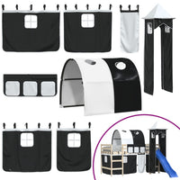 Tende per Letto a Soppalco con Tunnel e Torre Bianco e Nero