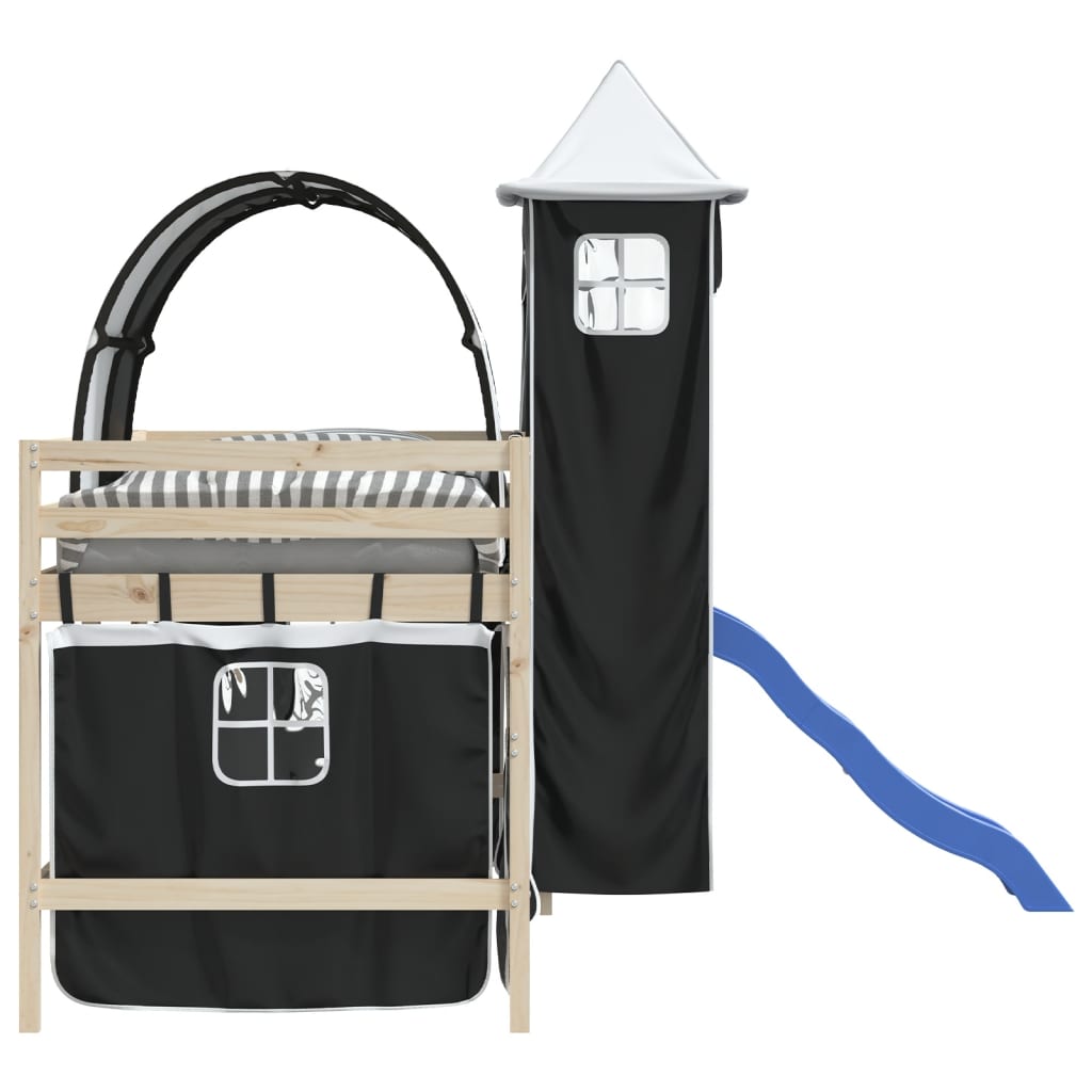 Tende per Letto a Soppalco con Tunnel e Torre Bianco e Nero