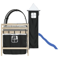 Tende per Letto a Soppalco con Tunnel e Torre Bianco e Nero