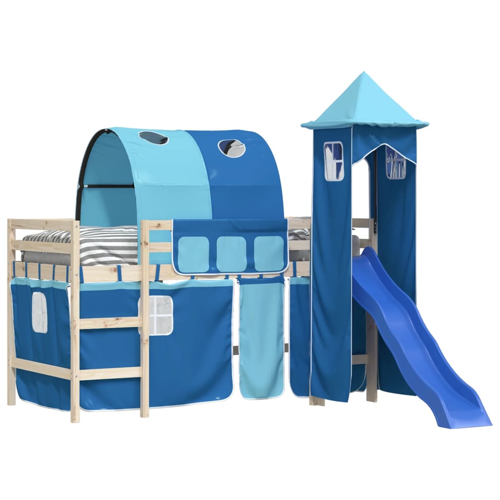 Tende per Letto a Soppalco con Tunnel e Torre Blu 835920