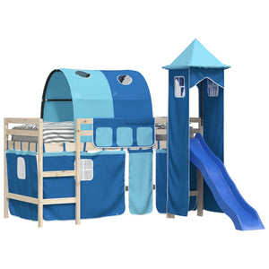 Tende per Letto a Soppalco con Tunnel e Torre Blu 835920