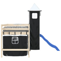 vidaXL Tende per Letto a Soppalco con Torre Bianco e Nero Poliestere
