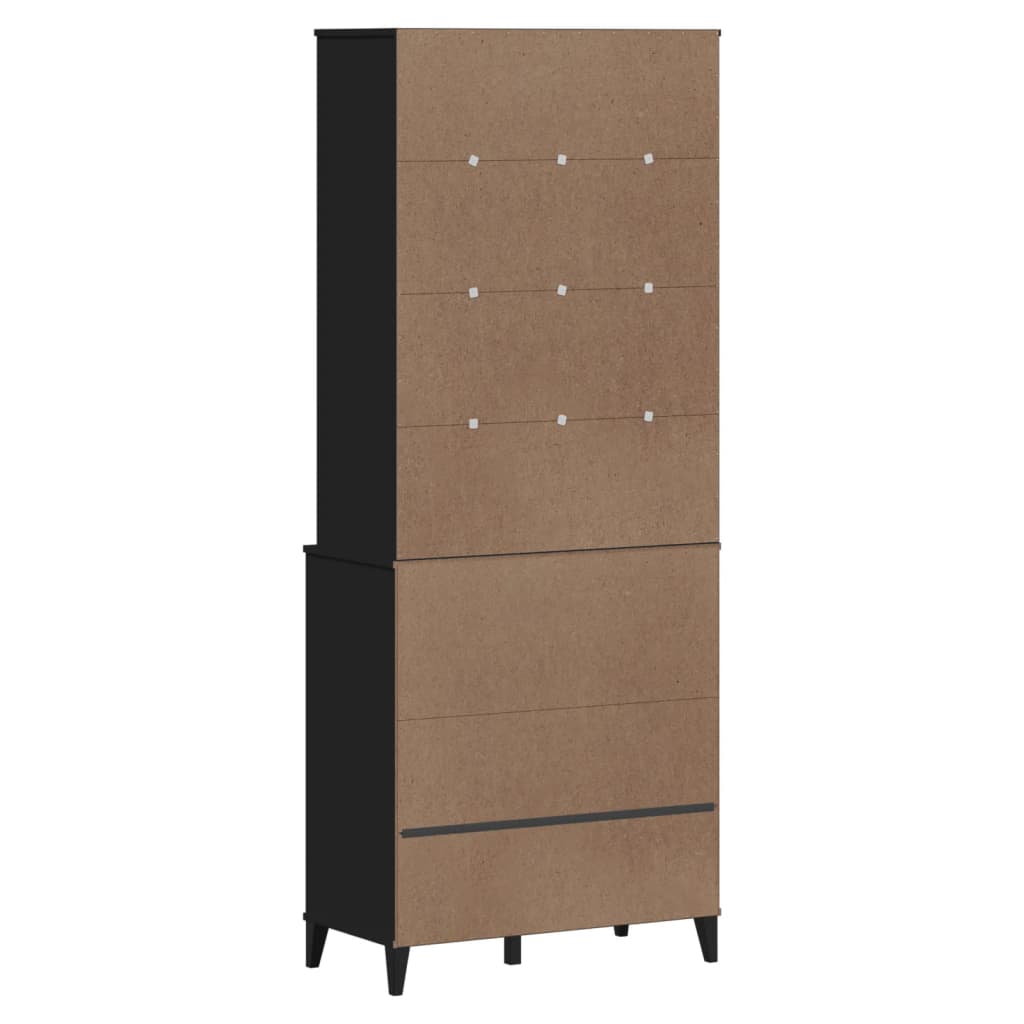 Credenza VIKEN Nera 80x40x200 cm in Legno Massello di Pino 3207142