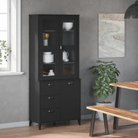 Credenza VIKEN Nera 80x40x190 cm in Legno Massello di Pino 3207145