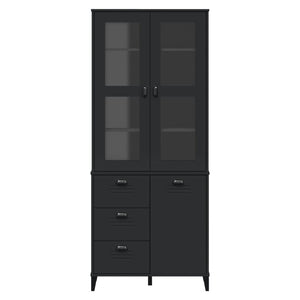 Credenza VIKEN Nera 80x40x190 cm in Legno Massello di Pino 3207145