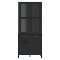 Credenza VIKEN Nera 80x40x190 cm in Legno Massello di Pino 3207145