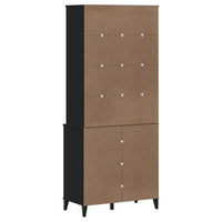Credenza VIKEN Nera 80x40x190 cm in Legno Massello di Pino 3207145