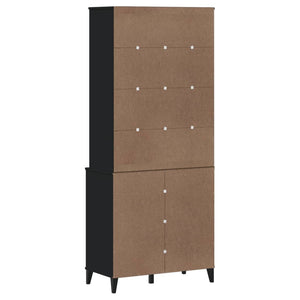 Credenza VIKEN Nera 80x40x190 cm in Legno Massello di Pino 3207145
