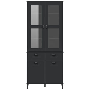 Credenza VIKEN Nera 80x40x190 cm in Legno Massello di Pino 3207148