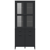 Credenza VIKEN Nera 80x40x190 cm in Legno Massello di Pino 3207148