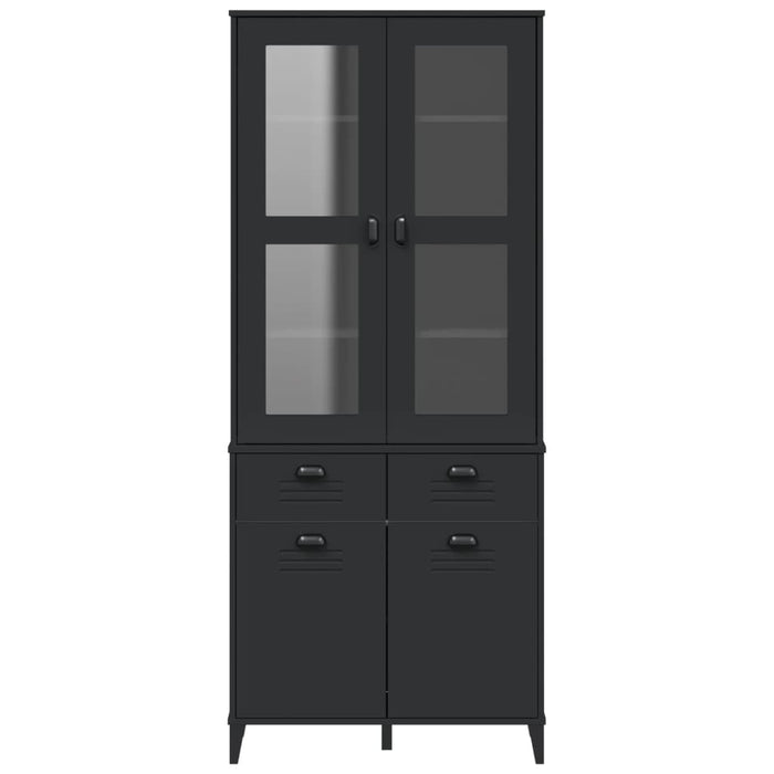 Credenza VIKEN Nera 80x40x190 cm in Legno Massello di Pino 3207148