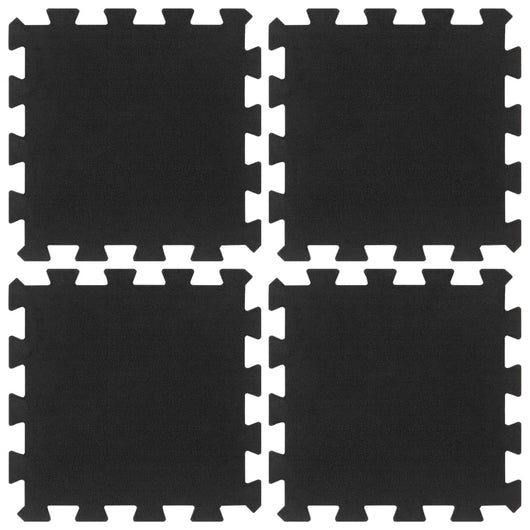 Piastrelle per Pavimenti in Gomma 4 pz Nere 16 mm 30x30 cm 155669
