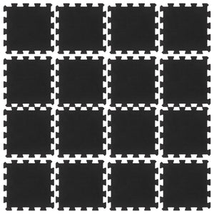 Piastrelle per Pavimenti in Gomma 16 pz Nere 16 mm 30x30 cm 155671