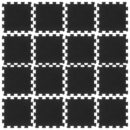 Piastrelle per Pavimenti in Gomma 16 pz Nere 16 mm 30x30 cm 155671