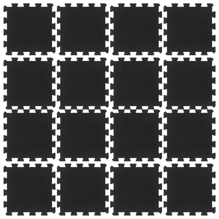 Piastrelle per Pavimenti in Gomma 16 pz Nere 16 mm 30x30 cmcod mxl 110778