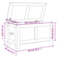 Cassapanca con Coperchio Marrone e Bianco Legno Massello Acacia 364919
