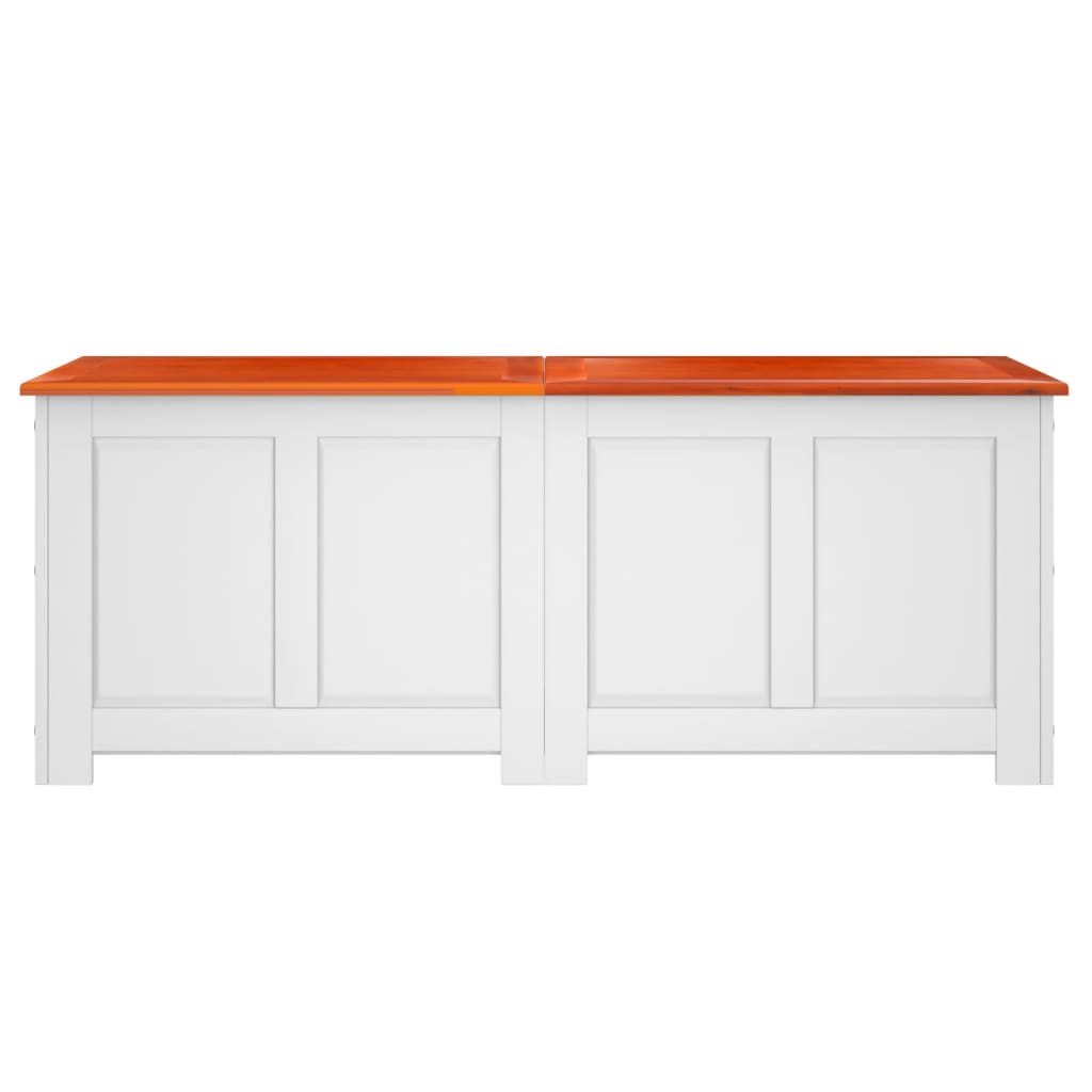 Cassapanca con Coperchio Marrone e Bianco Legno Massello Acacia 364921