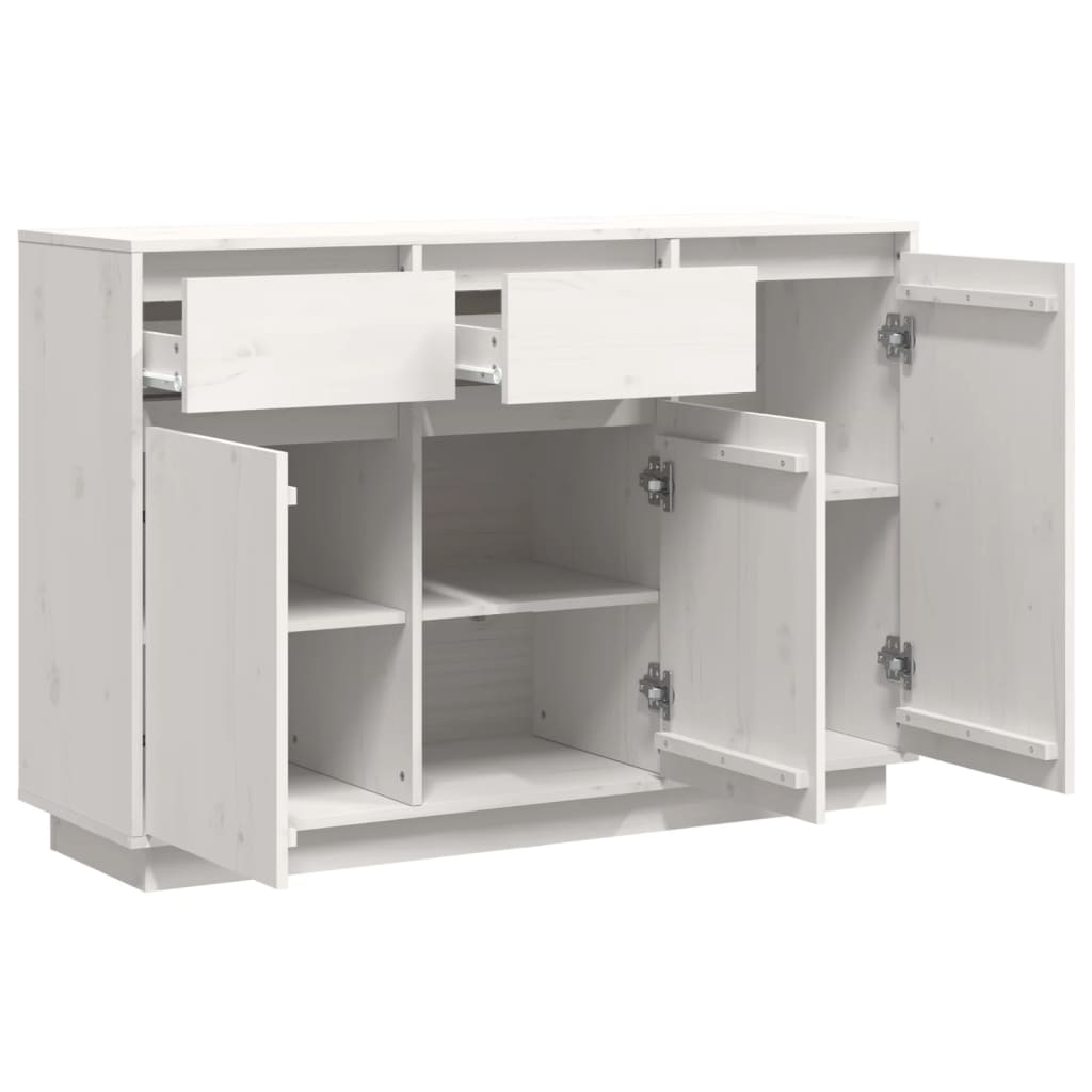 Credenza Bianca 110x34x75 cm in Legno Massello di Pino 840410