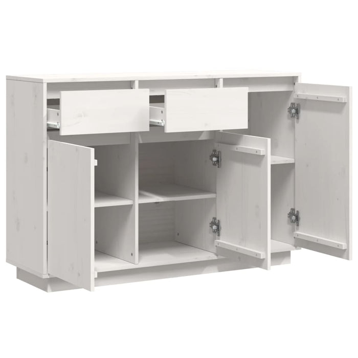 Credenza Bianca 110x34x75 cm in Legno Massello di Pino 840410