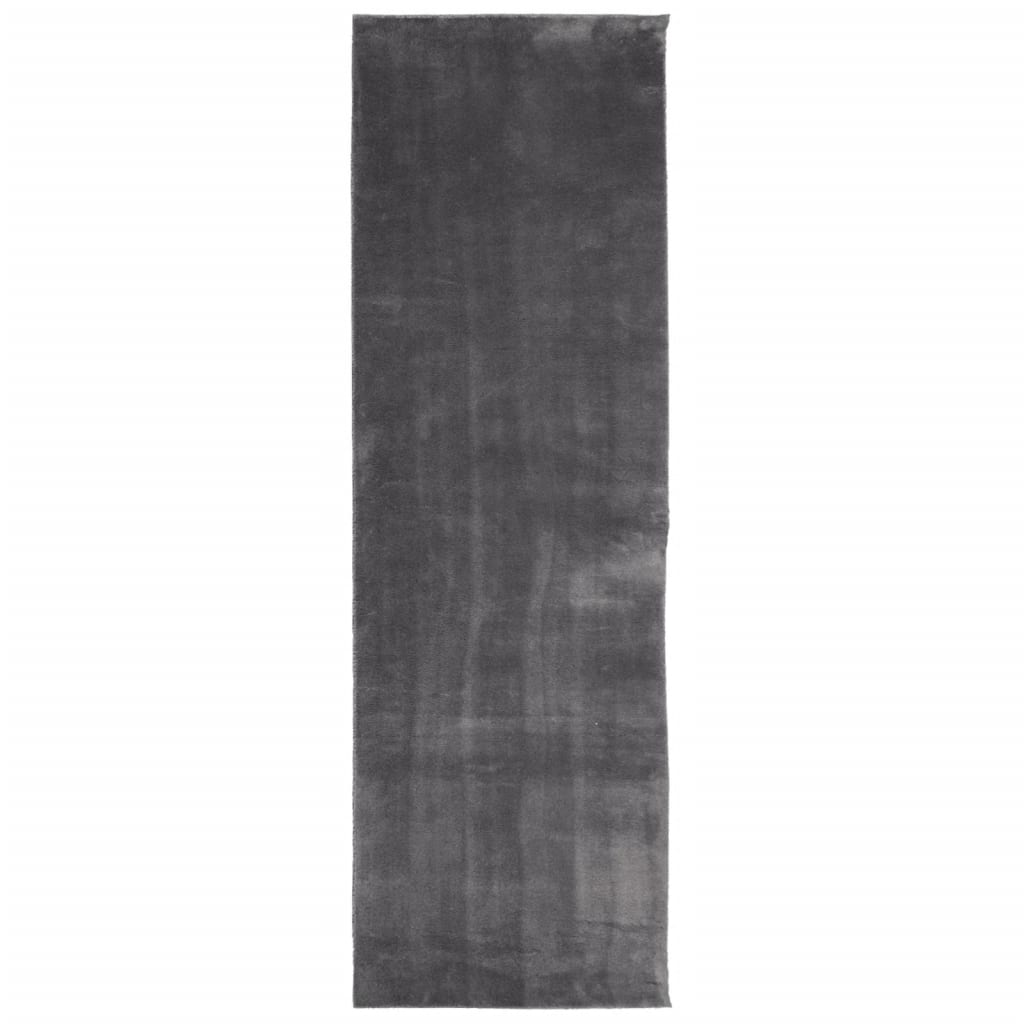 Tappeto a Pelo Corto HUARTE Morbido Lavabile Antracite 80x250cm 374997