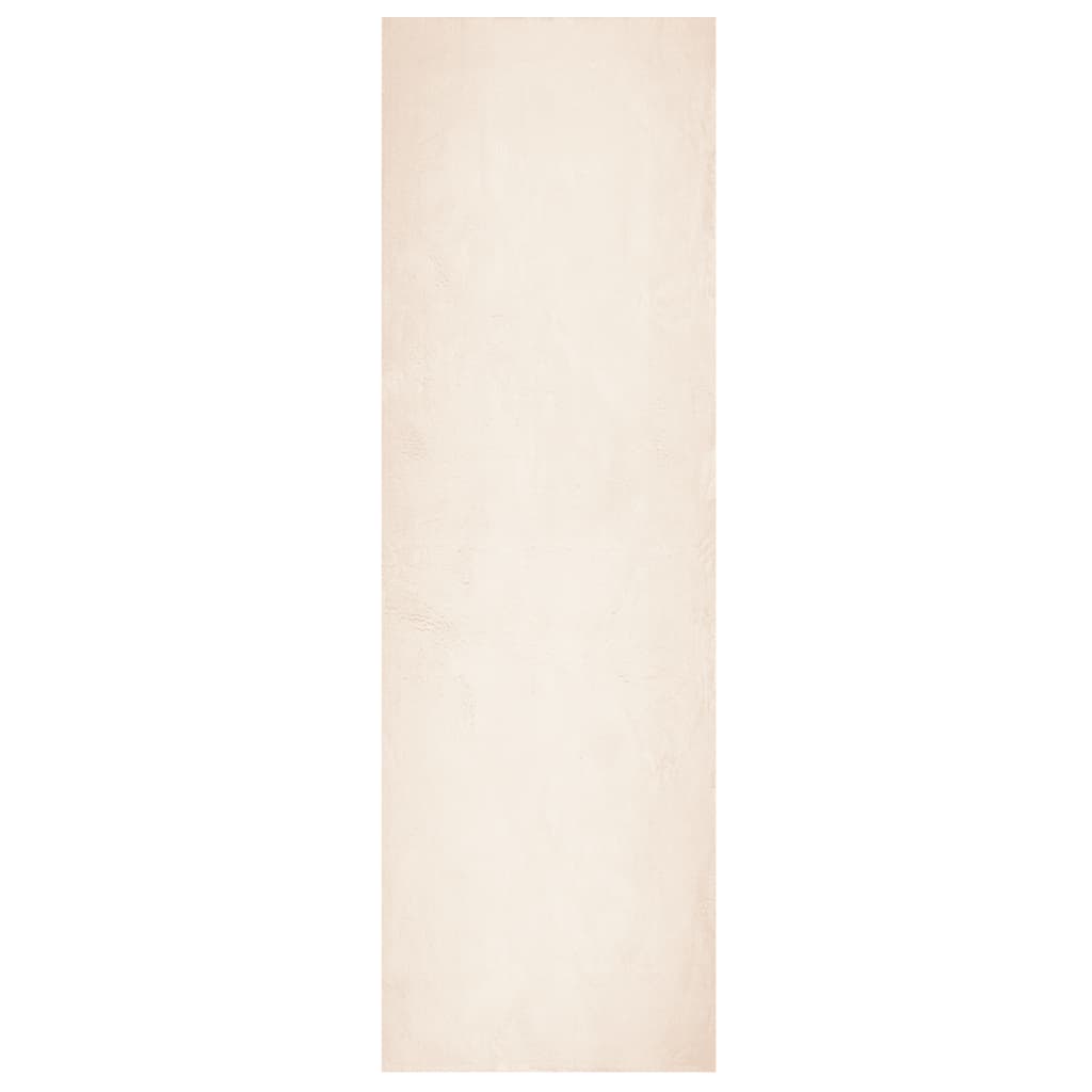 Tappeto a Pelo Corto HUARTE Morbido e Lavabile Beige 80x250 cm 375016