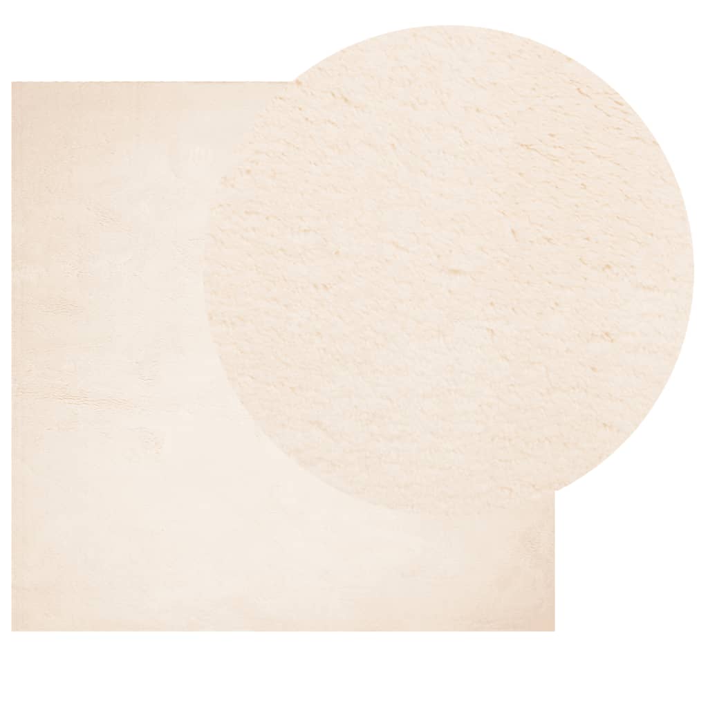 Tappeto a Pelo Corto HUARTE Morbido e Lavabile Beige 120x120 cm 375018