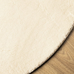 Tappeto a Pelo Corto HUARTE Morbido e Lavabile Crema Ø 80 cm