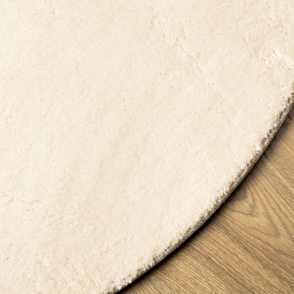 Tappeto a Pelo Corto HUARTE Morbido e Lavabile Crema Ø 120 cm 375048